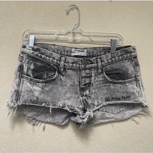 Distressed Gray Denim Shorts